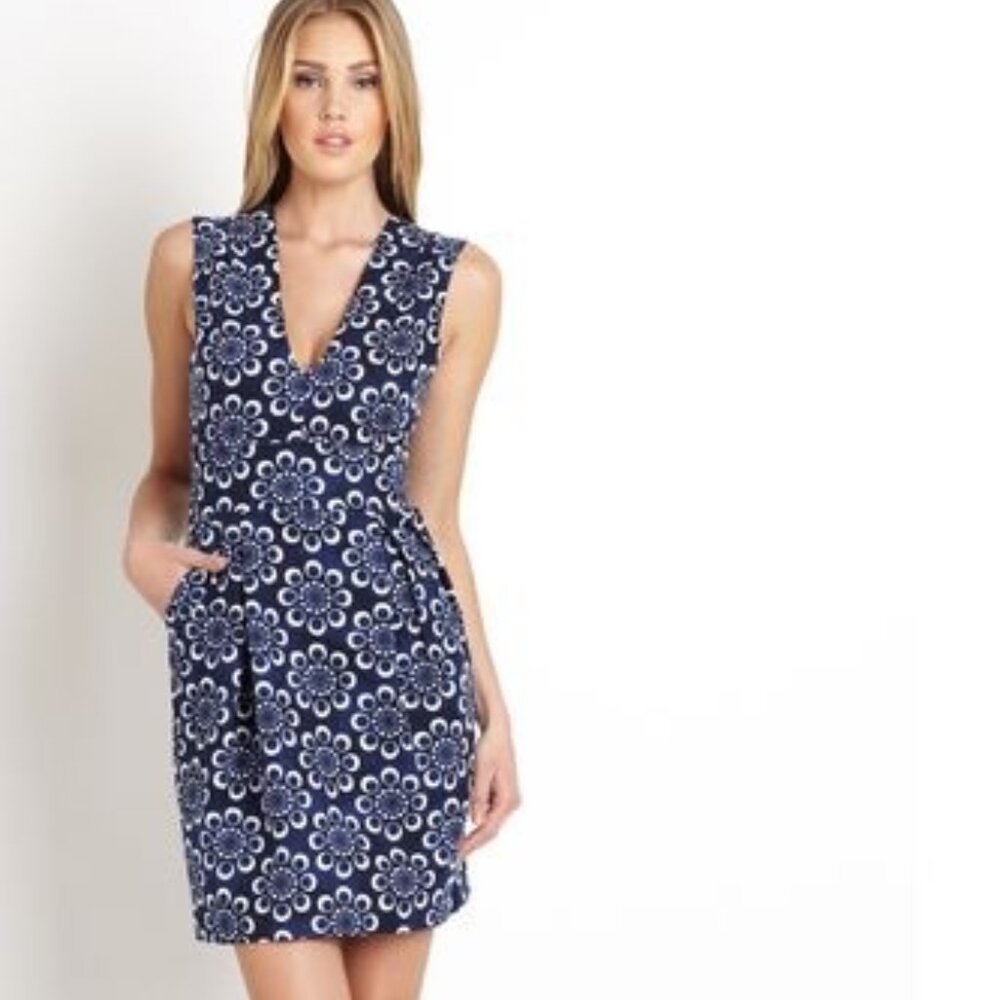 Adam Lippes Linen Silk Blend Floral Dress with pockets